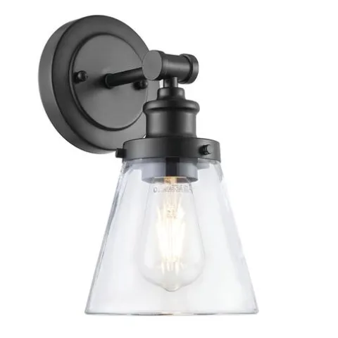 Brand New Patriot Lighting® Connell Matte Black 1-Light Vanity Light