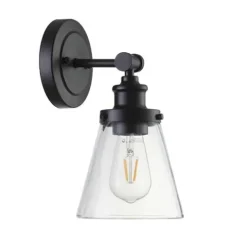 Brand New Patriot Lighting® Connell Matte Black 1-Light Vanity Light