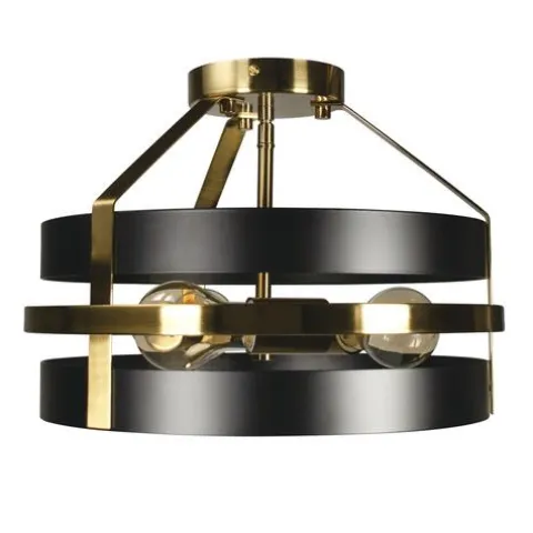 Budget Patriot Lighting® Banan Matte Black 3-Light Semi-Flush Mount Ceiling Light