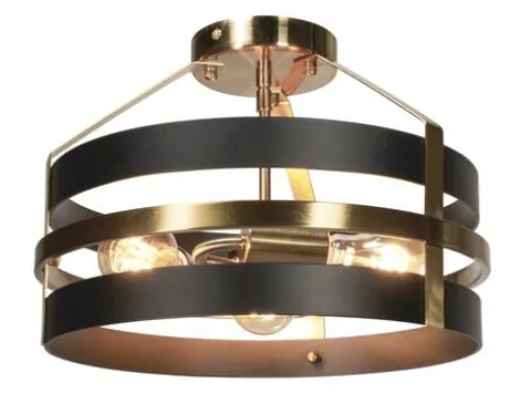 Budget Patriot Lighting® Banan Matte Black 3-Light Semi-Flush Mount Ceiling Light