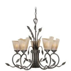 Budget Patriot Lighting® Capri Black Walnut 6 Light Chandelier