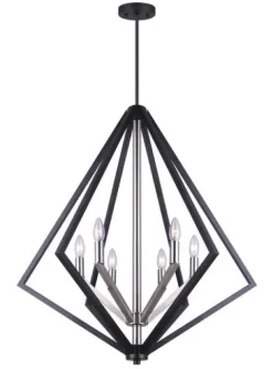 Budget Patriot Lighting® Dryden Matte Black And Brushed Nickel 6-Light Pendant