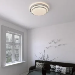 Budget Patriot Lighting® Helos 20-1/2″ Satin Nickel Led Flush Mount Ceiling Light