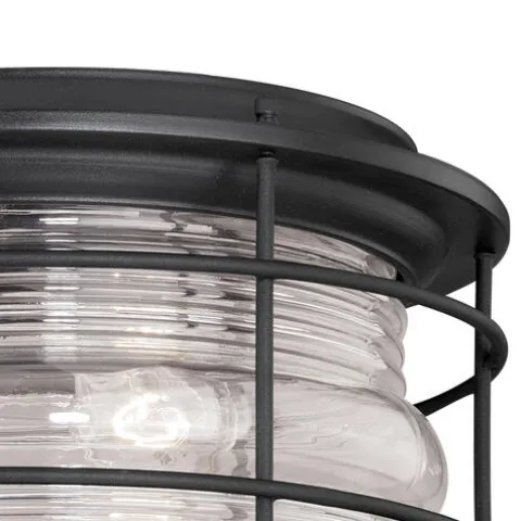 Budget Patriot Lighting® Hyannis Textured Black 2-Light Outdoor Flush Mount Light