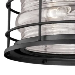 Budget Patriot Lighting® Hyannis Textured Black 2-Light Outdoor Flush Mount Light