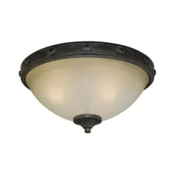 Budget Patriot Lighting® Lancaster Black Walnut 2-Light Flush Mount Ceiling Light