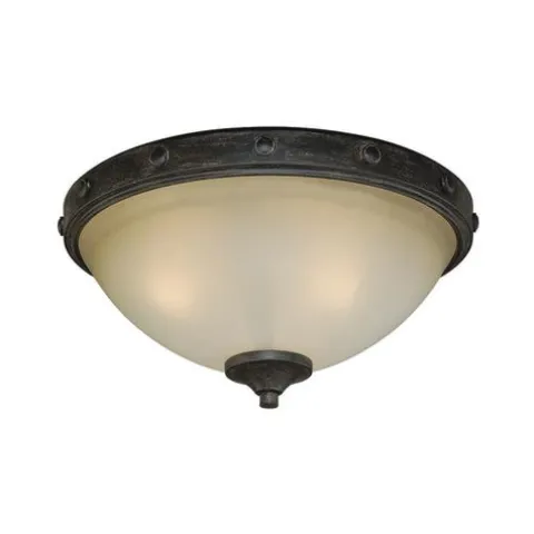 Budget Patriot Lighting® Lancaster Black Walnut 2-Light Flush Mount Ceiling Light