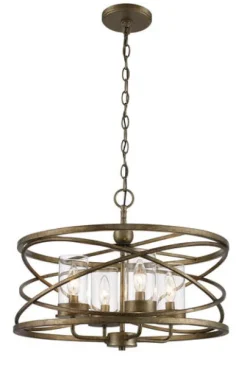 Budget Patriot Lighting® Metal Caged 4-Light Antique Silver Leaf Chandelier