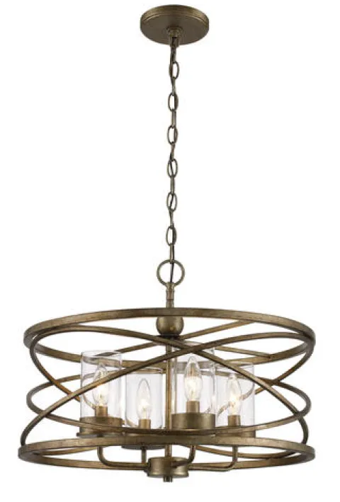 Budget Patriot Lighting® Metal Caged 4-Light Antique Silver Leaf Chandelier