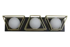 Budget Patriot Lighting® Neema Black & Gold 3-Light Vanity Light