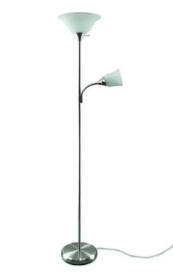 Budget Patriot Lighting® Stacey Brushed Nickel Mother Daughter Floor Lamp