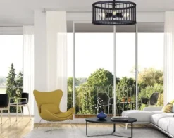Budget Patriot Lighting® Tim Matte Black 6-Light Semi-Flush Mount Ceiling Light