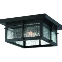 Budget Patriot Lighting® Wren Matte Black 2-Light Outdoor Flush Mount Ceiling Light