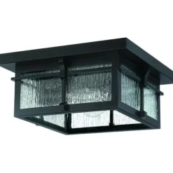 Budget Patriot Lighting® Wren Matte Black 2-Light Outdoor Flush Mount Ceiling Light