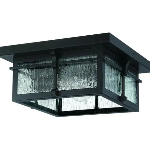 Budget Patriot Lighting® Wren Matte Black 2-Light Outdoor Flush Mount Ceiling Light
