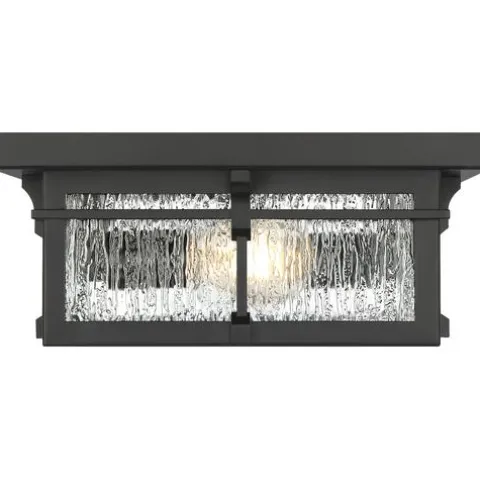 Budget Patriot Lighting® Wren Matte Black 2-Light Outdoor Flush Mount Ceiling Light