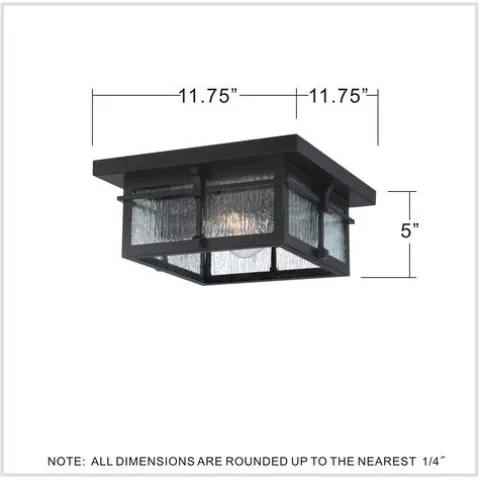 Budget Patriot Lighting® Wren Matte Black 2-Light Outdoor Flush Mount Ceiling Light