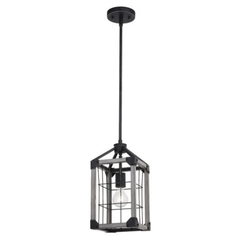 Buy Patriot Lighting® Elegant Home Levon Weathered Gray Faux Wood & Black 1-Light Mini Pendant