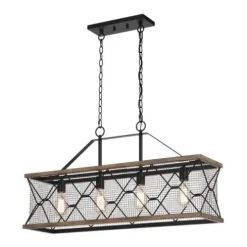 Buy Patriot Lighting® Elegant Home Bodhi Black & Replica Wood 4 Light Island Light