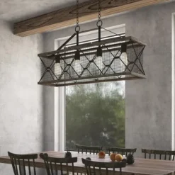 Buy Patriot Lighting® Elegant Home Bodhi Black & Replica Wood 4 Light Island Light