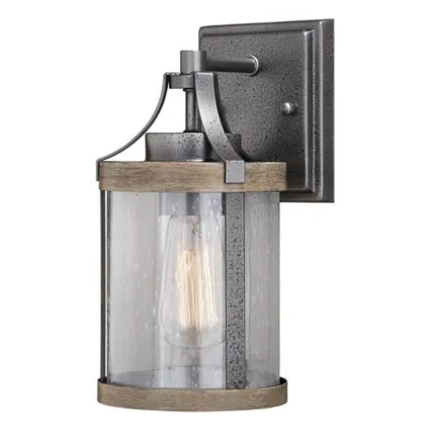 Cheap Patriot Lighting® Elegant Home Brooklyn Natural Iron & Distressed Faux Wood Outdoor Wall Light
