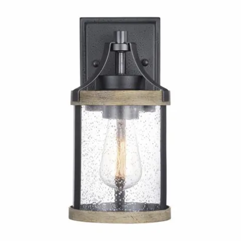 Cheap Patriot Lighting® Elegant Home Brooklyn Natural Iron & Distressed Faux Wood Outdoor Wall Light