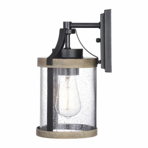 Cheap Patriot Lighting® Elegant Home Brooklyn Natural Iron & Distressed Faux Wood Outdoor Wall Light