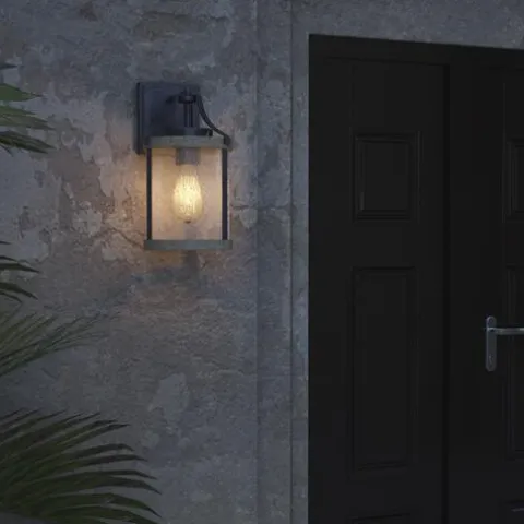 Cheap Patriot Lighting® Elegant Home Brooklyn Natural Iron & Distressed Faux Wood Outdoor Wall Light