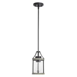 Cheap Patriot Lighting® Elegant Home Brooklyn Natural Iron & Distressed Faux Wood 1-Light Mini Pendant