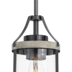 Cheap Patriot Lighting® Elegant Home Brooklyn Natural Iron & Distressed Faux Wood 1-Light Mini Pendant