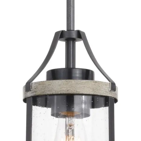 Cheap Patriot Lighting® Elegant Home Brooklyn Natural Iron & Distressed Faux Wood 1-Light Mini Pendant