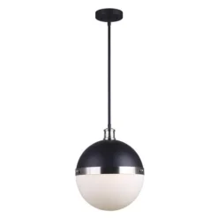 Cheap Patriot Lighting® Wali Matte Black & Brushed Nickel 1-Light Pendant