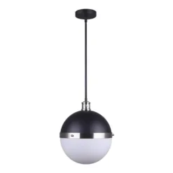 Cheap Patriot Lighting® Wali Matte Black & Brushed Nickel 1-Light Pendant