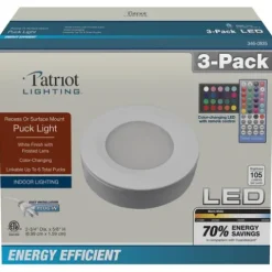 Cheapest Patriot Lighting® Integrated Led White Plug-In Under Cabinet Puck Light – 3 Pack
