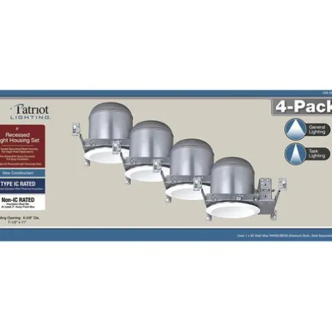 Cheapest Patriot Lighting® 6″ New Construction Airtight Recessed Light Housing With Baffle Trim – 4 Pack