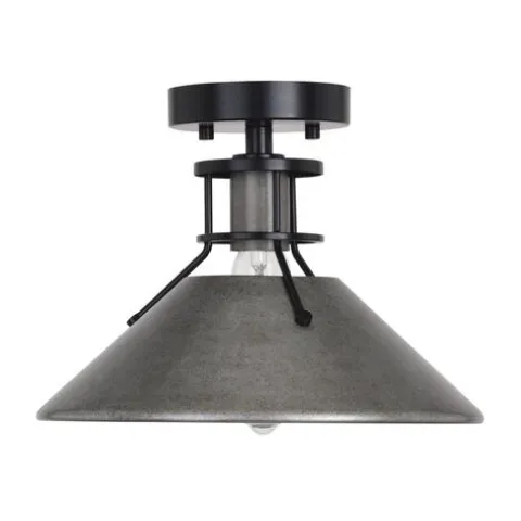 Cheapest Patriot Lighting® Ashtyn Matte Black & Charcoal Patina 1-Light Semi-Flush Mount Ceiling Light