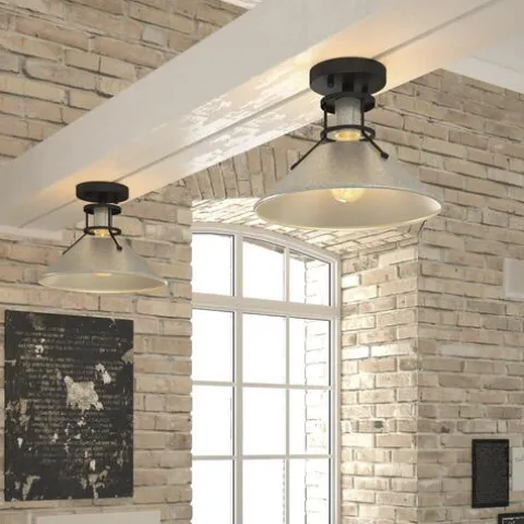 Cheapest Patriot Lighting® Ashtyn Matte Black & Charcoal Patina 1-Light Semi-Flush Mount Ceiling Light