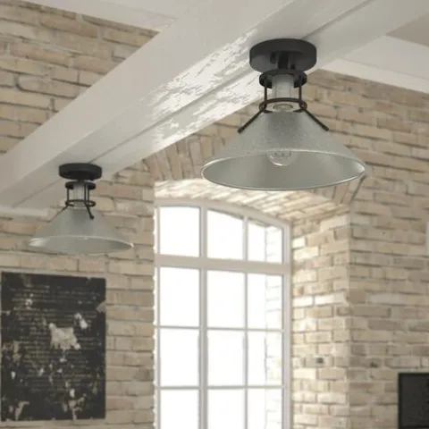 Cheapest Patriot Lighting® Ashtyn Matte Black & Charcoal Patina 1-Light Semi-Flush Mount Ceiling Light