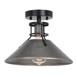 Cheapest Patriot Lighting® Ashtyn Matte Black & Charcoal Patina 1-Light Semi-Flush Mount Ceiling Light