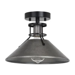 Cheapest Patriot Lighting® Ashtyn Matte Black & Charcoal Patina 1-Light Semi-Flush Mount Ceiling Light