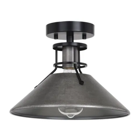 Cheapest Patriot Lighting® Ashtyn Matte Black & Charcoal Patina 1-Light Semi-Flush Mount Ceiling Light
