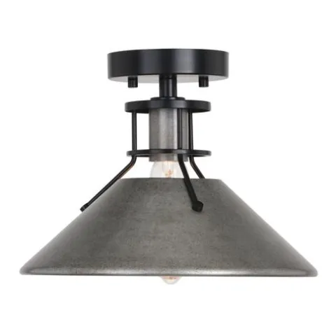 Cheapest Patriot Lighting® Ashtyn Matte Black & Charcoal Patina 1-Light Semi-Flush Mount Ceiling Light