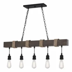 Cheapest Patriot Lighting® Joyce Natural Wood And Black 5-Light Island Light