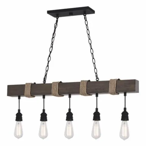 Cheapest Patriot Lighting® Joyce Natural Wood And Black 5-Light Island Light