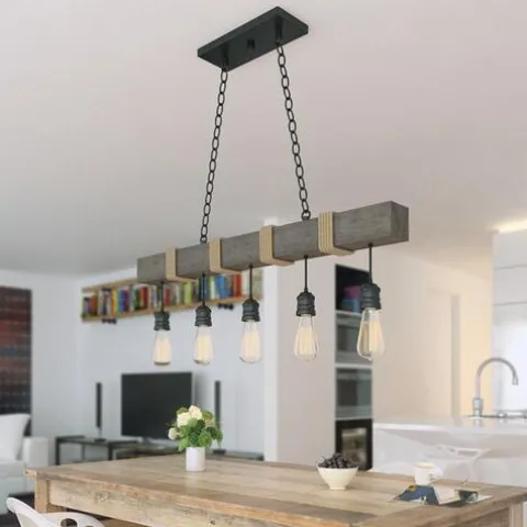 Cheapest Patriot Lighting® Joyce Natural Wood And Black 5-Light Island Light