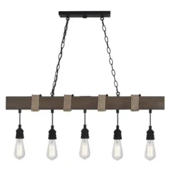 Cheapest Patriot Lighting® Joyce Natural Wood And Black 5-Light Island Light