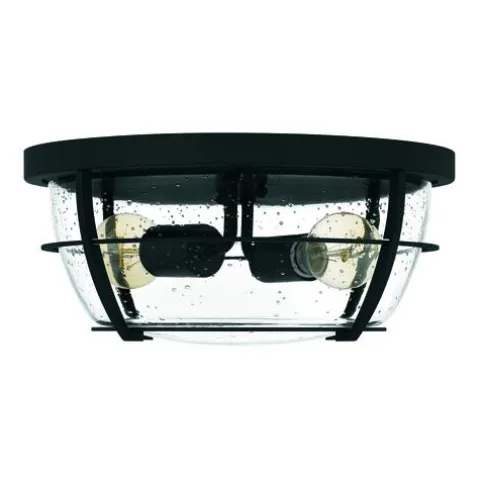 Cheapest Patriot Lighting® Haley Matte Black 2-Light Flush Mount Ceiling Light