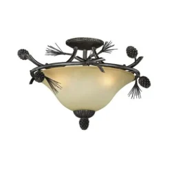 Cheapest Patriot Lighting® Pines Black Walnut 3-Light Semi-Flush Mount Ceiling Light