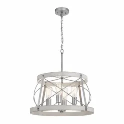 Coupon Patriot Lighting® Bea White Wash Faux Wood And Galvanized 4-Light Pendant