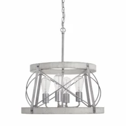 Coupon Patriot Lighting® Bea White Wash Faux Wood And Galvanized 4-Light Pendant